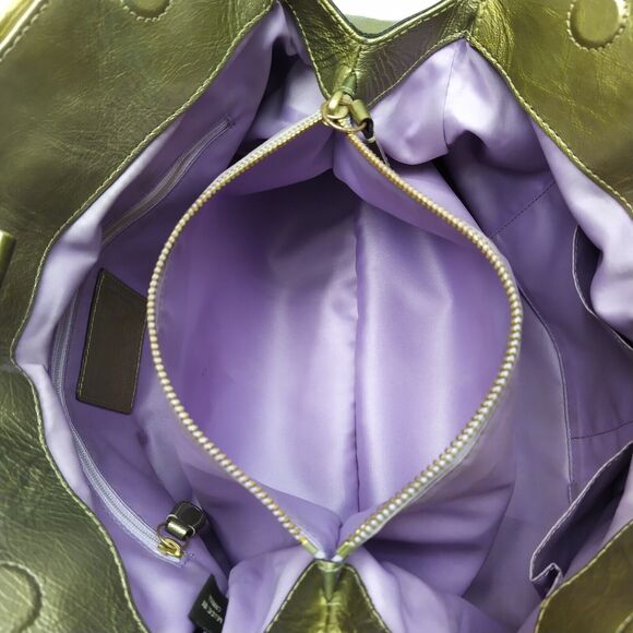 Coach Garnet Metallic Gold Leather Turnlock Double Handle Satchel Shoulder Bag - Picture 10 of 16